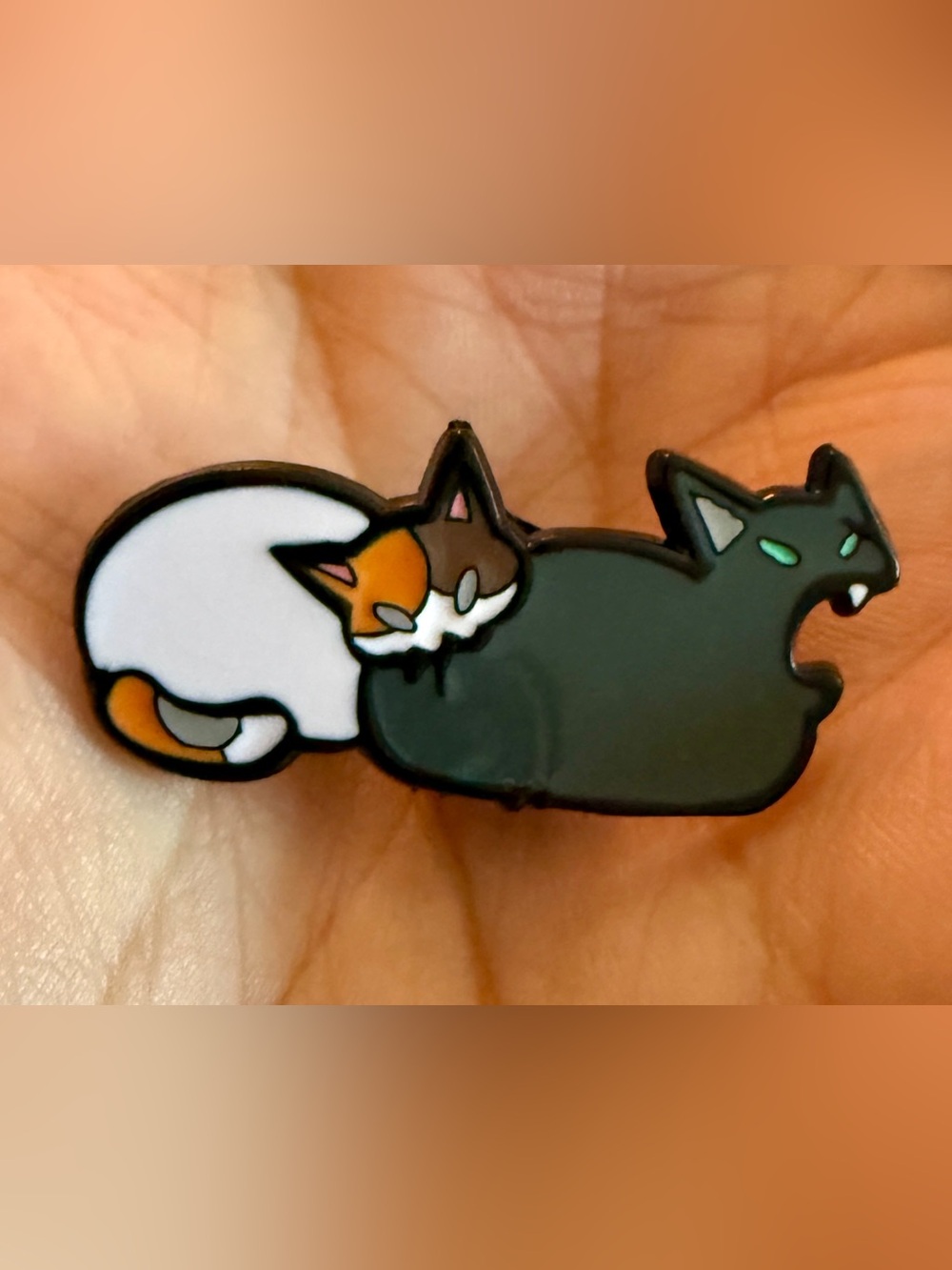 New Cat Bite Enamel Pin Calico Bites Black Cat Siblings Funny Cat Lover Gift